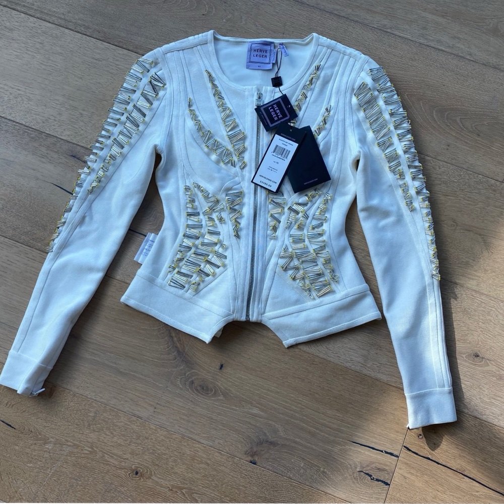 Herve Leger Vitoria zip up blazer XS NWT!!!